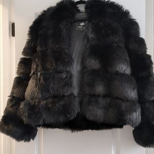 Faux fur hooded winter coat